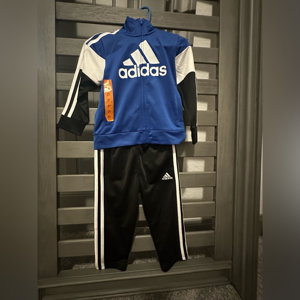 Adidas Kids' Blue and Black Tracksuit
